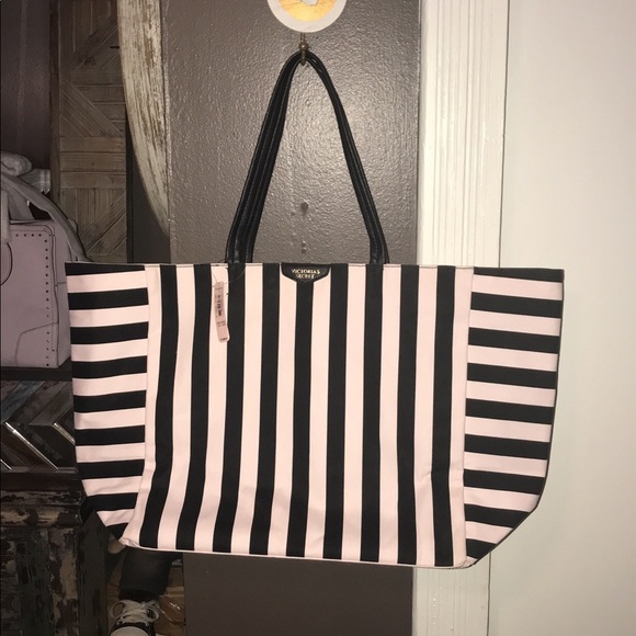 NWT Victoria’s Secret Pink & Black Large Tote - Picture 1 of 5